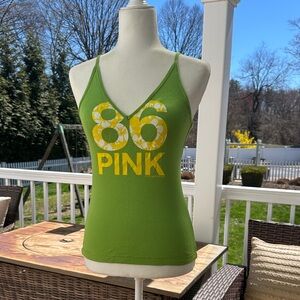Vintage PINK Victoria's Secret Green V‑Neck Spaghetti Strap Tank
